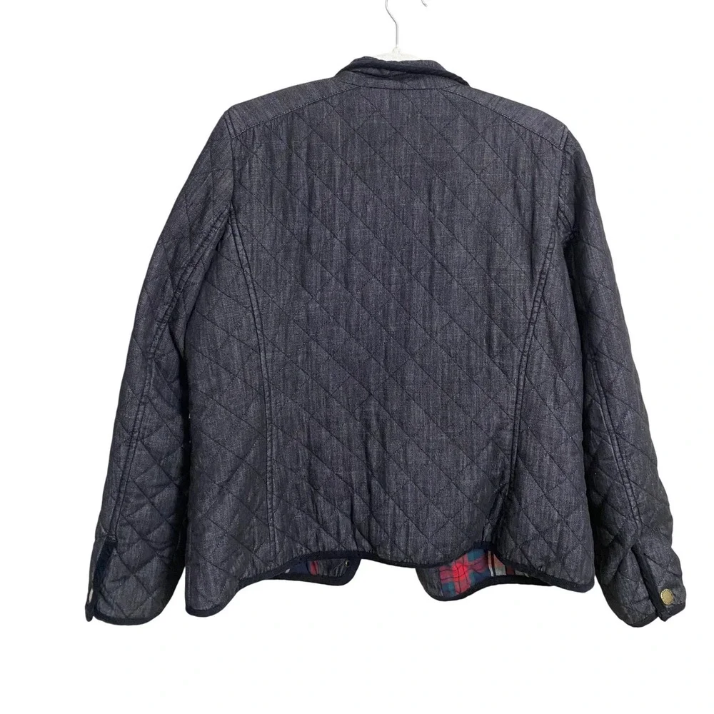 Ralph Lauren Quilted Dark Wash Flannel Lined Snap Closure Denim Jacket Sz Large - Picture 7 of 8